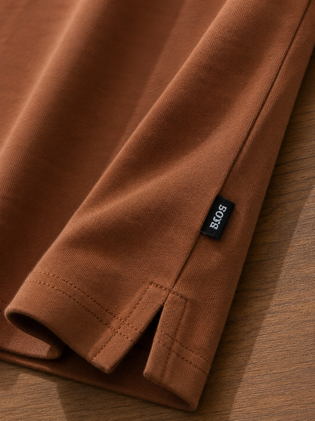 Men’s Rust Brown Polo T-Shirt with Contrast Patterned Collar