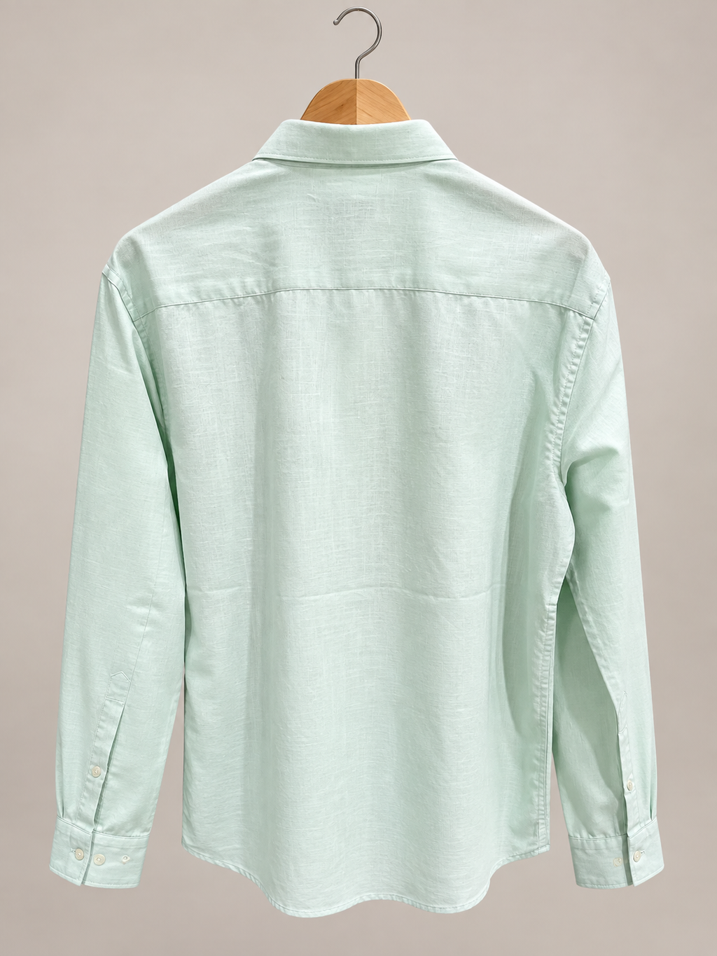 Mint Green Linen-Blend Embroidered Shirt