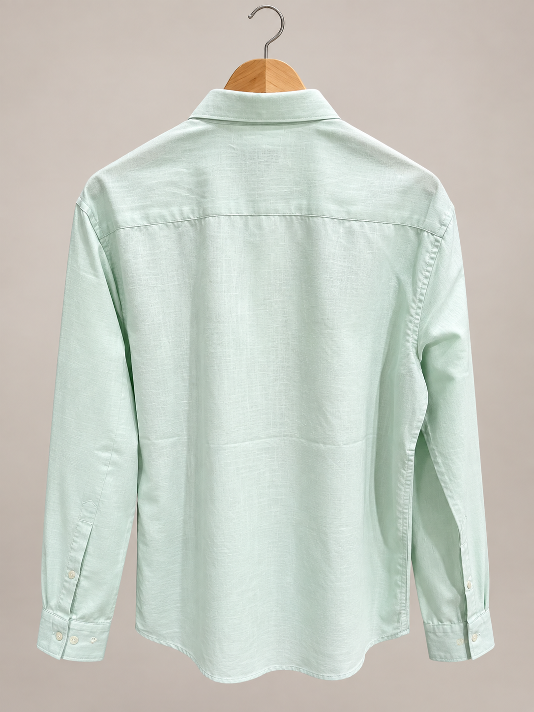 Mint Green Linen-Blend Embroidered Shirt