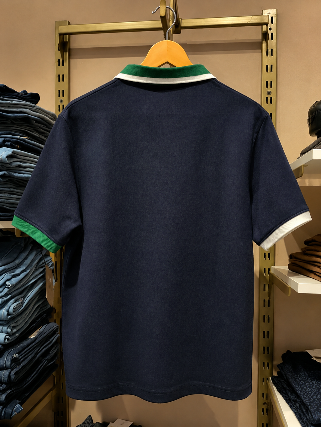 Navy Blue green & White trim polo Tshirt