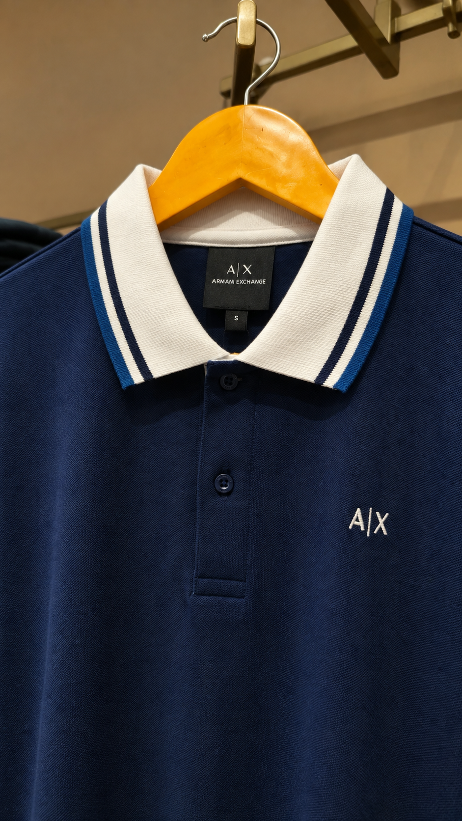 Midnight Blue Contrast-Trim Polo T-Shirt