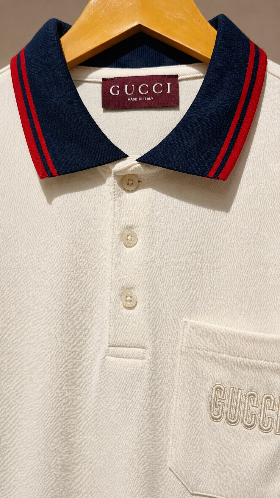 Cotton Polo T-Shirt – Navy & Red Stripe Collar