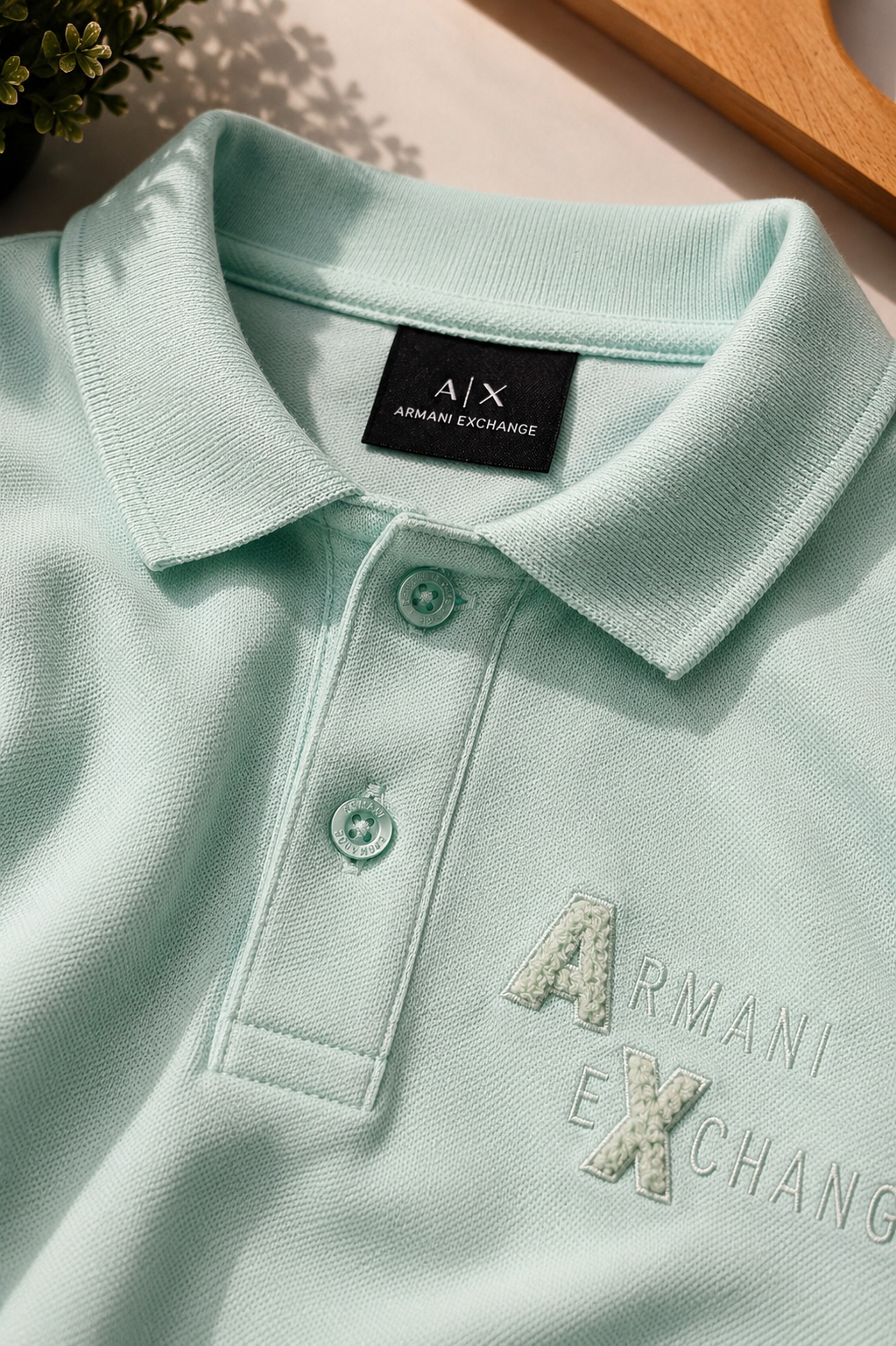 Mint Green Textured Polo T-Shirt