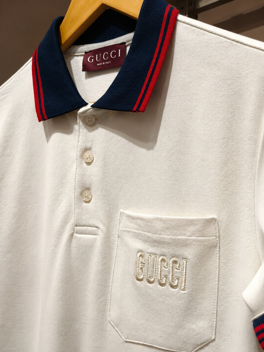 Cotton Polo T-Shirt – Navy & Red Stripe Collar