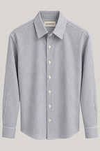 White & Navy Vertical Striped Formal Shirt