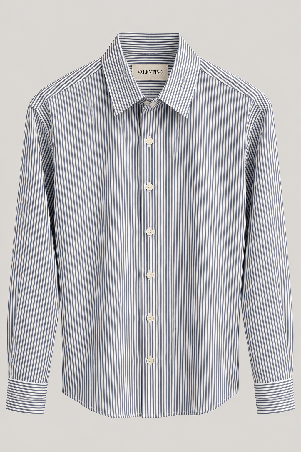 White & Navy Vertical Striped Formal Shirt