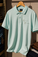 Mint Green Textured Polo T-Shirt