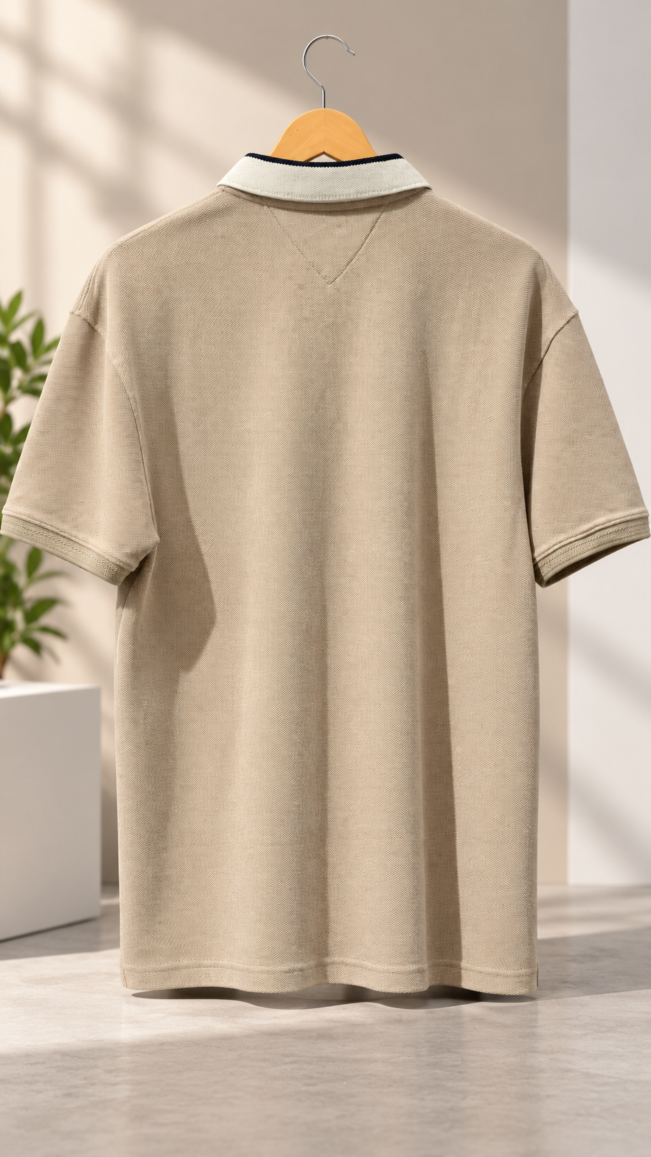 Vintage Beige Textured Piqué Polo T-Shirt