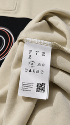 Men’s Ivory Polo T-Shirt with Black Contrast Collar & Chest Logo Stripe