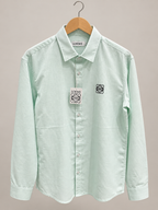 Mint Green Linen-Blend Embroidered Shirt