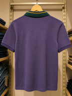Purple Embroidered Crest Collar Polo T-Shirt