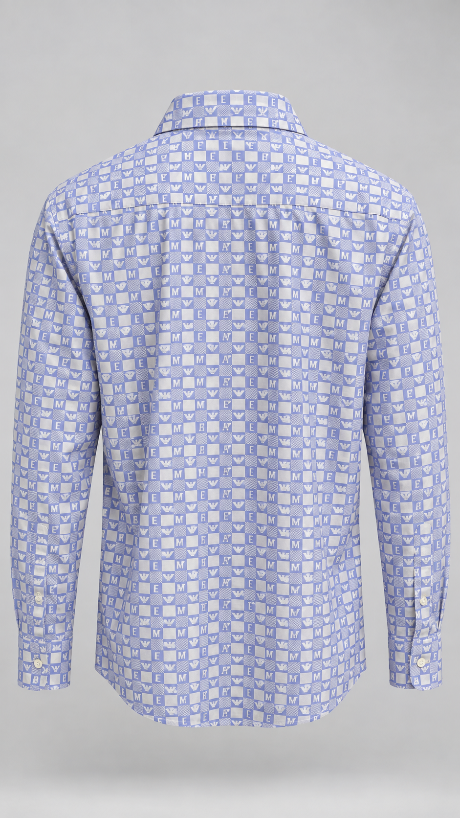 Blue & White Monogram Checkered Shirt