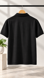 Premium Black Cotton-Blend Polo Shirt with Flag Embroidery