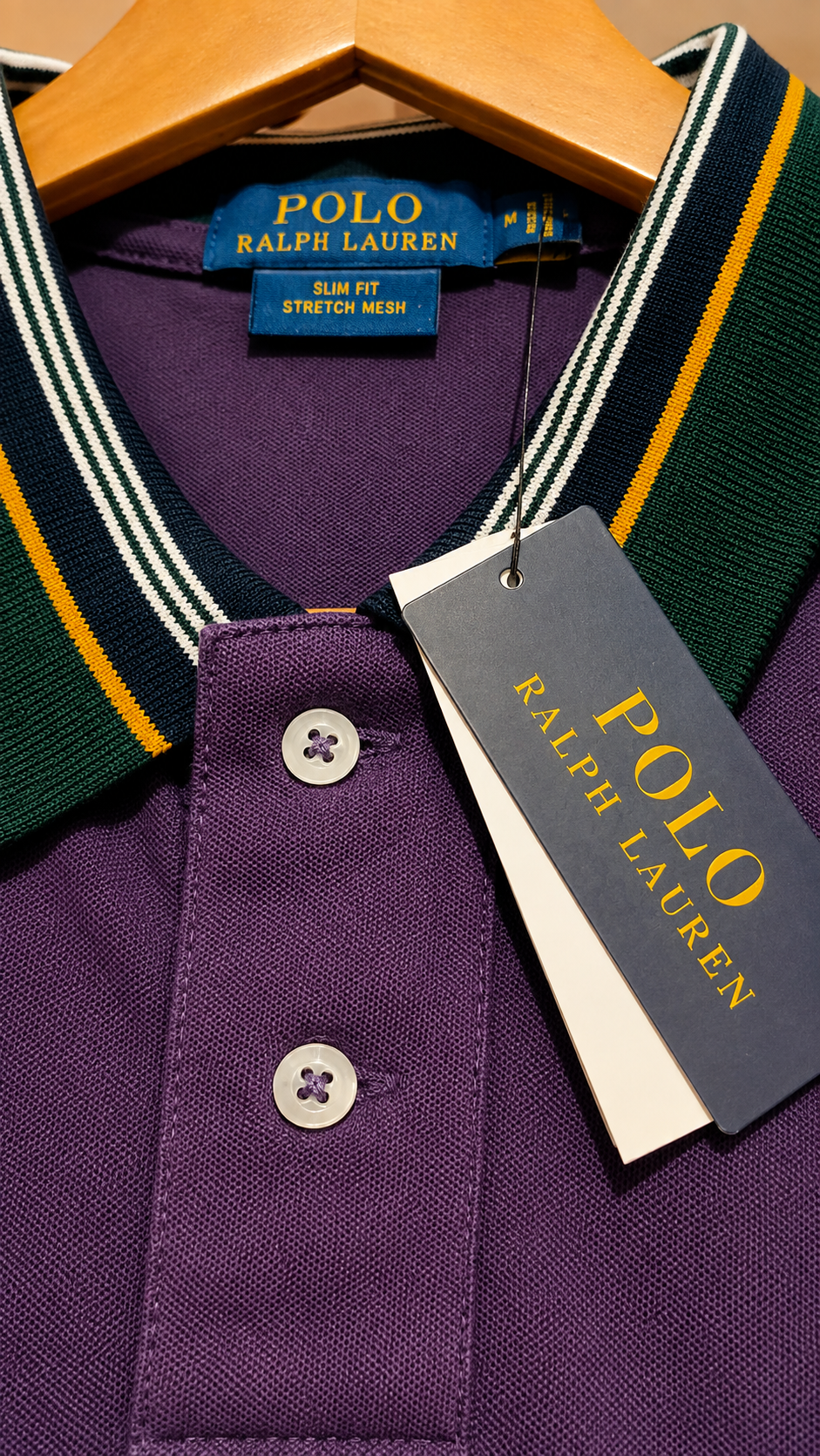 Purple Embroidered Crest Collar Polo T-Shirt